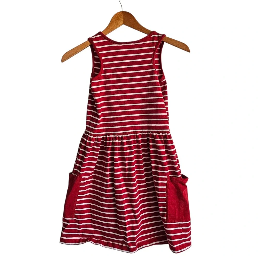 Hanna Andersson Striped Dress‎ Sleeveless Casual Pockets Red White Size 150